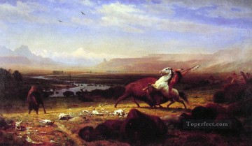 アメリカインディアン Painting - バッファロー最後のルミニズムランドスケープ アルバート・ビアシュタット 西アメリカ